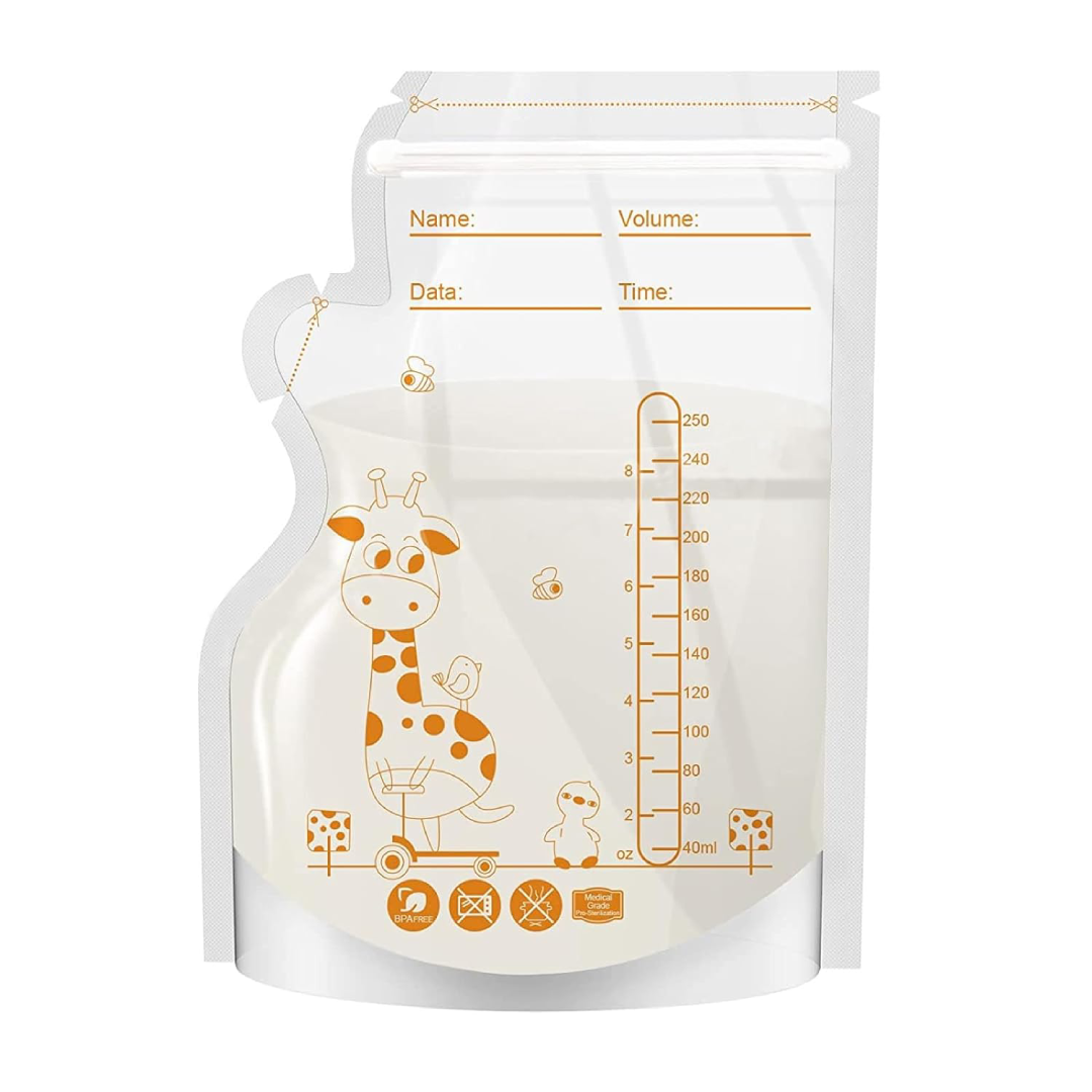 100pcs Breastmilk Storage Bag Freezer 250ml with Marker BPA Free Leak-proof