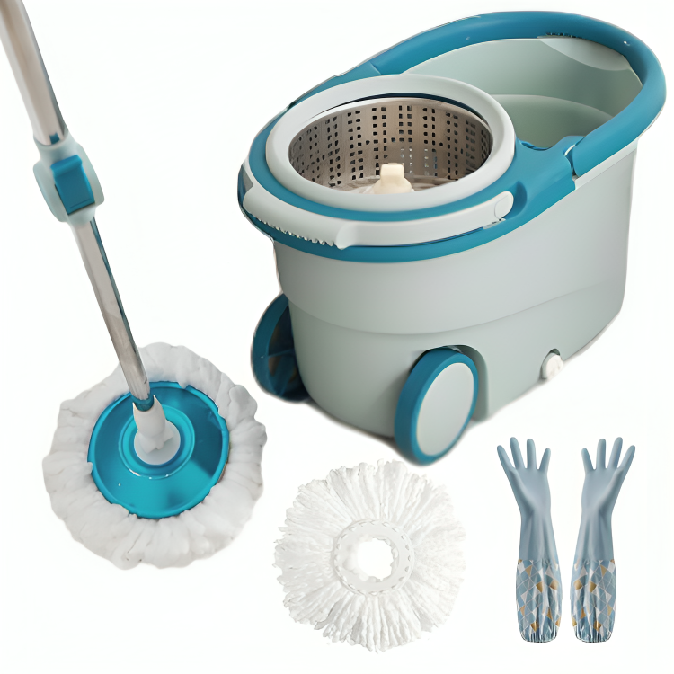 360 Spin Mop Set - Dual-Drive Mop Bucket,Home Use Clean + Plush Gloves
