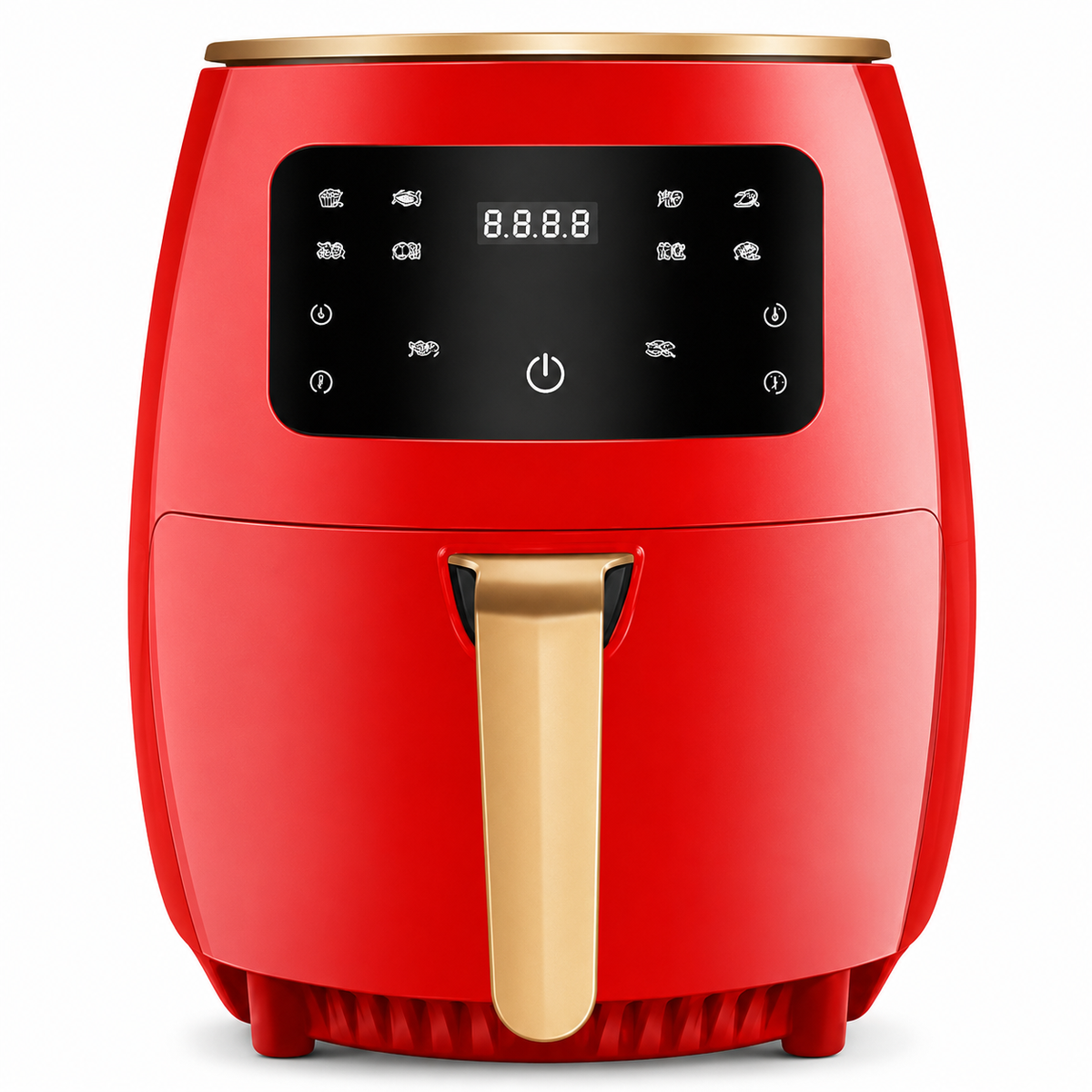 6L Red Digital Air Fryer, 1400W Touch Screen, Non-Stick Basket