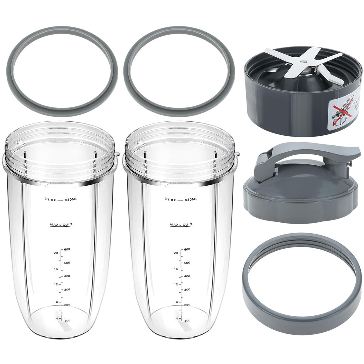7 Pcs Nutribullet Blender Cups & Blade Replacement Set Replacement Parts