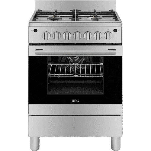 AEG 60cm Multifunction Gas Oven With 4 Burner Gas Hob - Stainless Steel