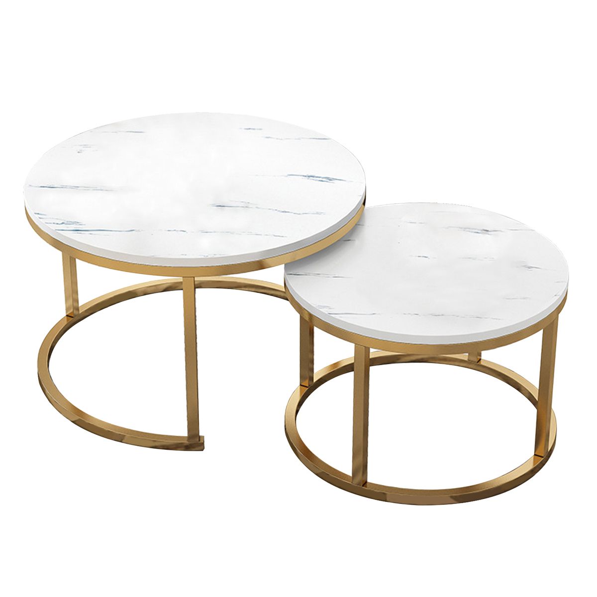 Aiyato Nesting Coffee Table Set 2 Round End Table Stacking Side Tables