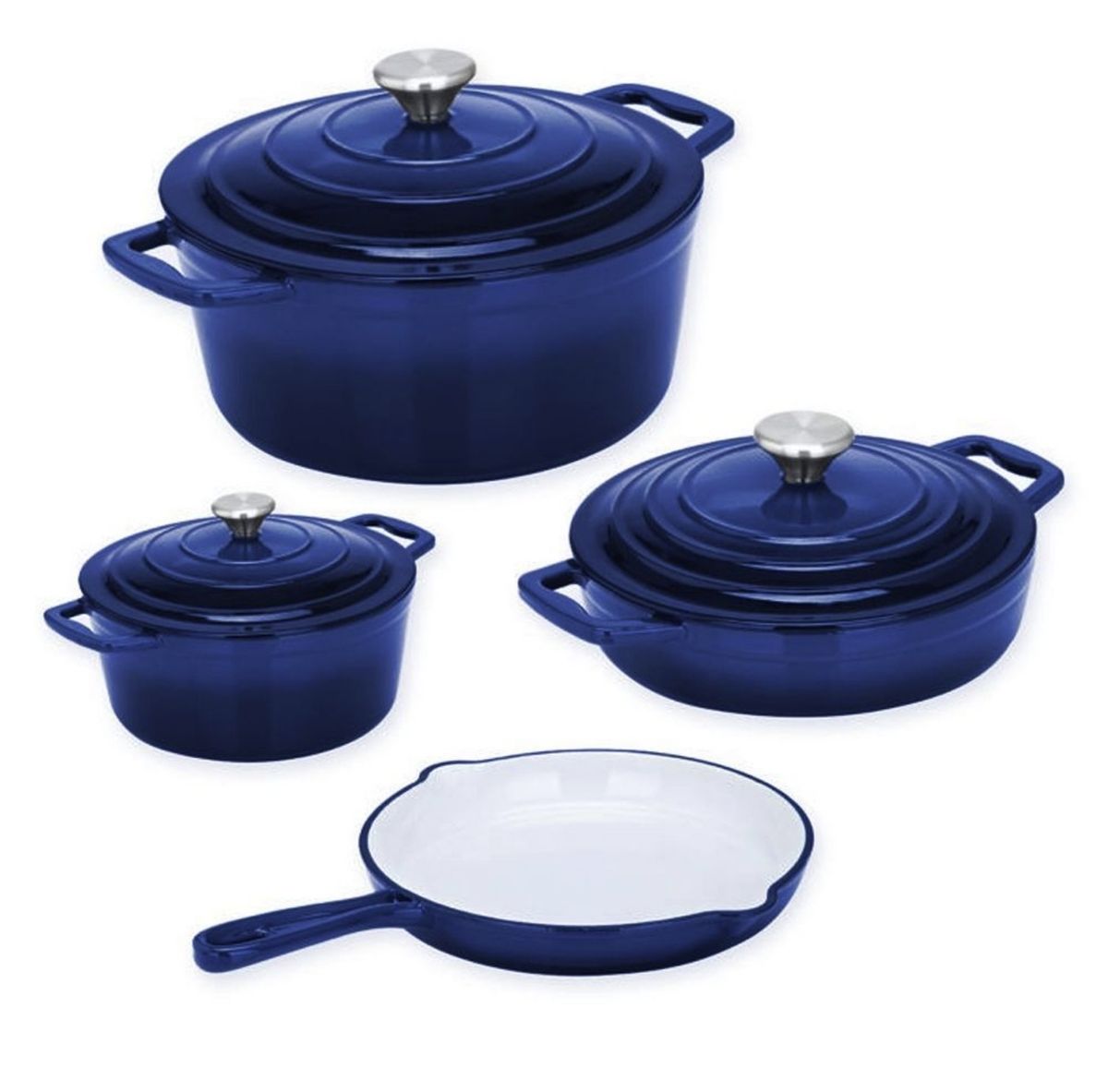 Authentic 7 Piece Cast Iron Dutch Oven Cookware Pot Set