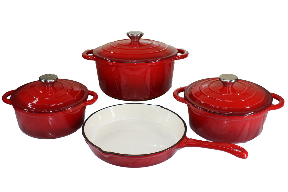 Authentic - 7 Piece New Design Dutch Pot Cookware Sets Cast Iron