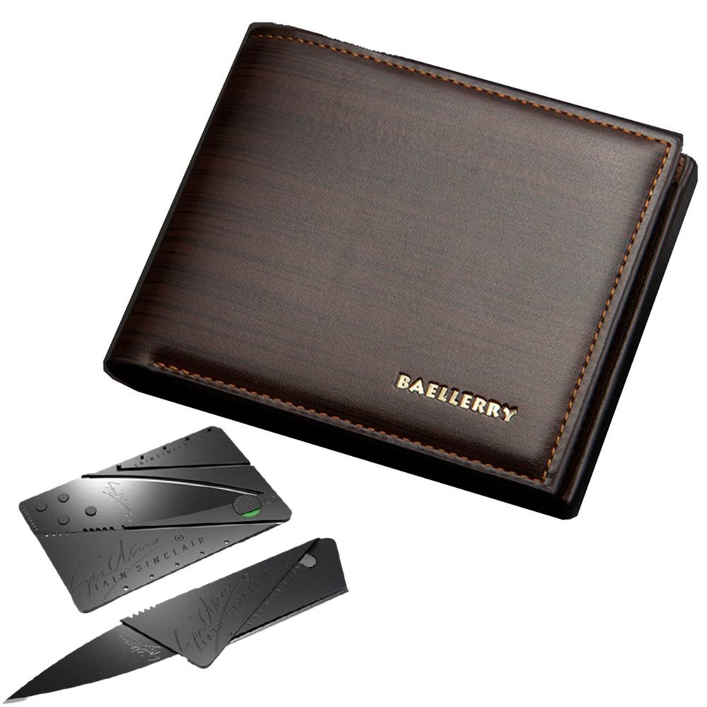 Baellerry Wallets For Men PU Leather Bi-Fold Wallet DR005 + Card Knife