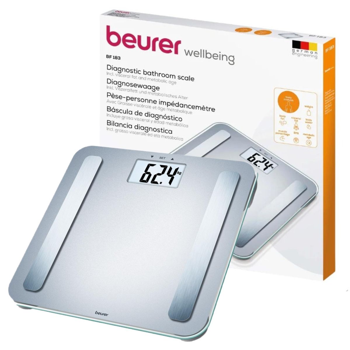 Beurer Germany Diagnostic Scale BF 183 BMI Scale, Body Fat Scale, Age +More