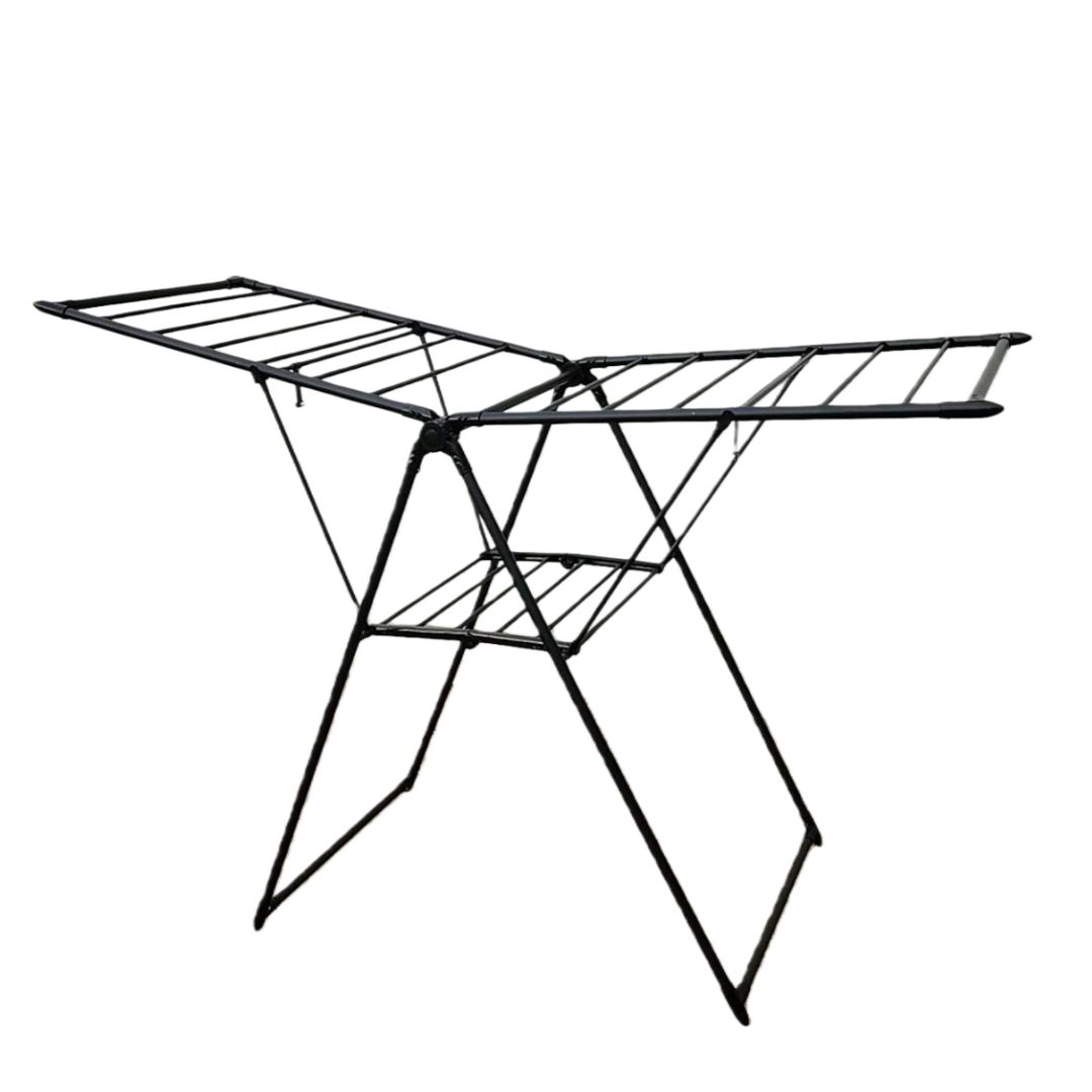 Black Laundry Dryer Foldable Metal Clothes Drying Rack Home Clothes Stand