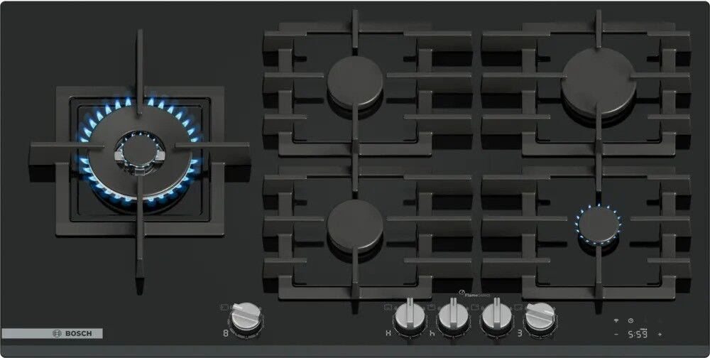 Bosch 90cm Black Series 8 Gas Hob Tempered Glass - PRS9A6H40Z