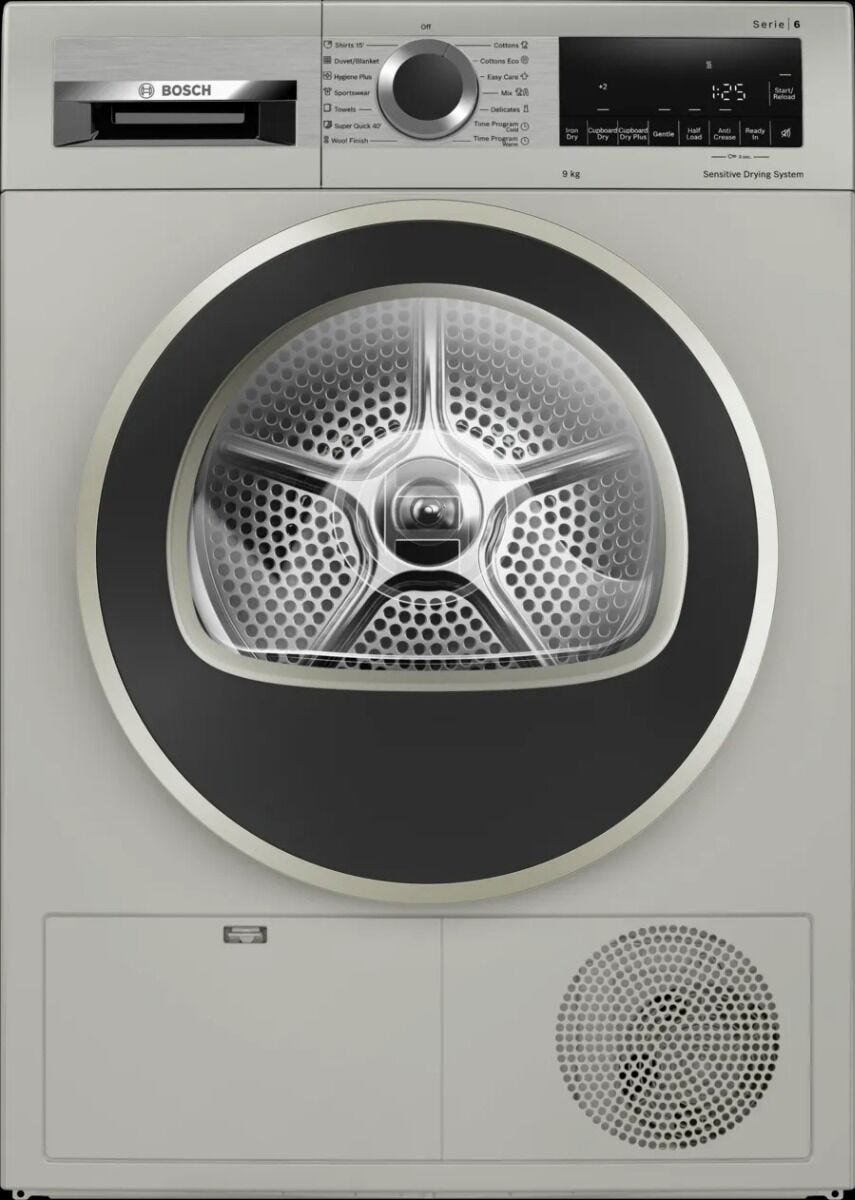 Bosch 9Kg Silver Inox Series 6 Condenser Tumble Dryer - WPG1411XZA