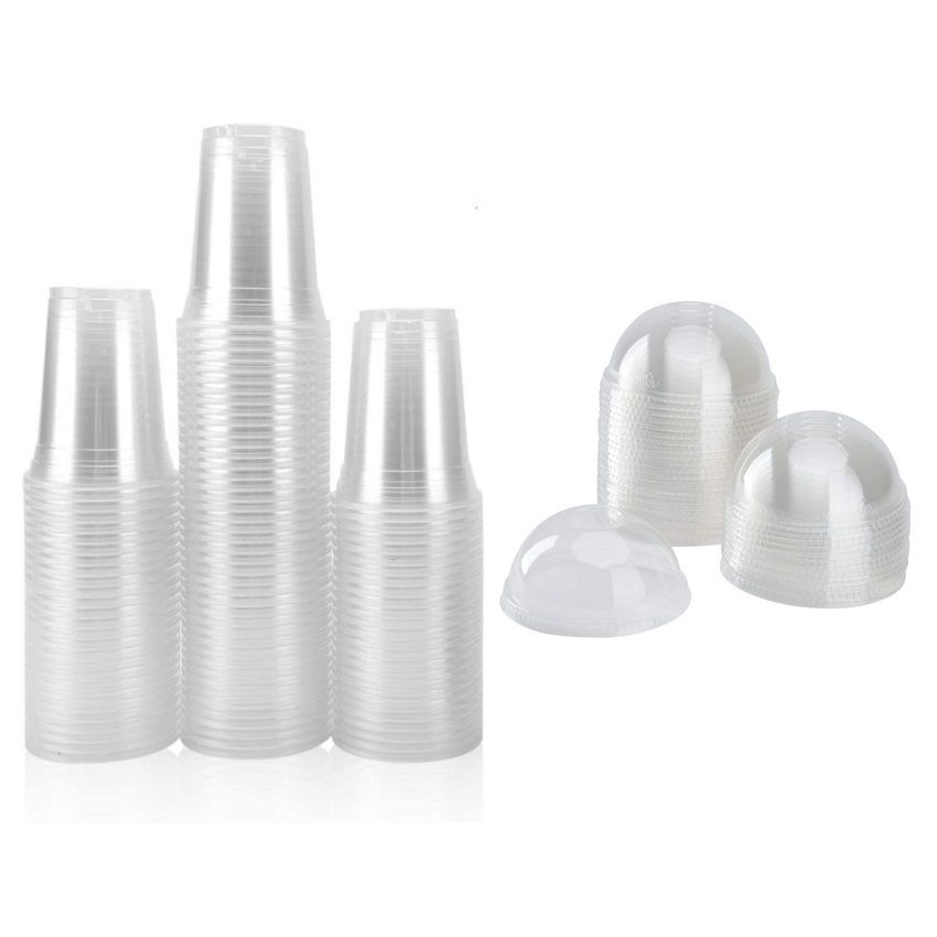 Clear Disposable Juice Cups With Lids (Pack of 50)