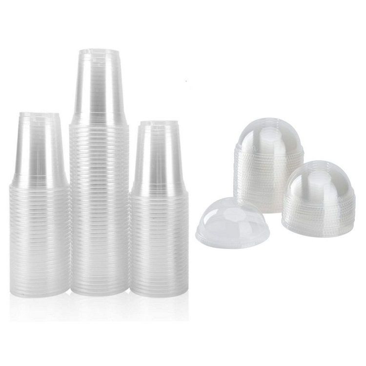 Clear Disposable Juice Cups With Lids (Pack of 50)