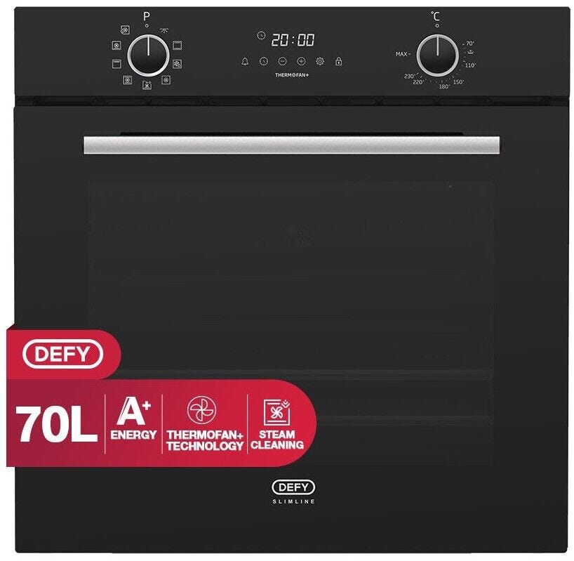 Defy 60cm Black Built-In Oven with Thermofan+ - DBO689