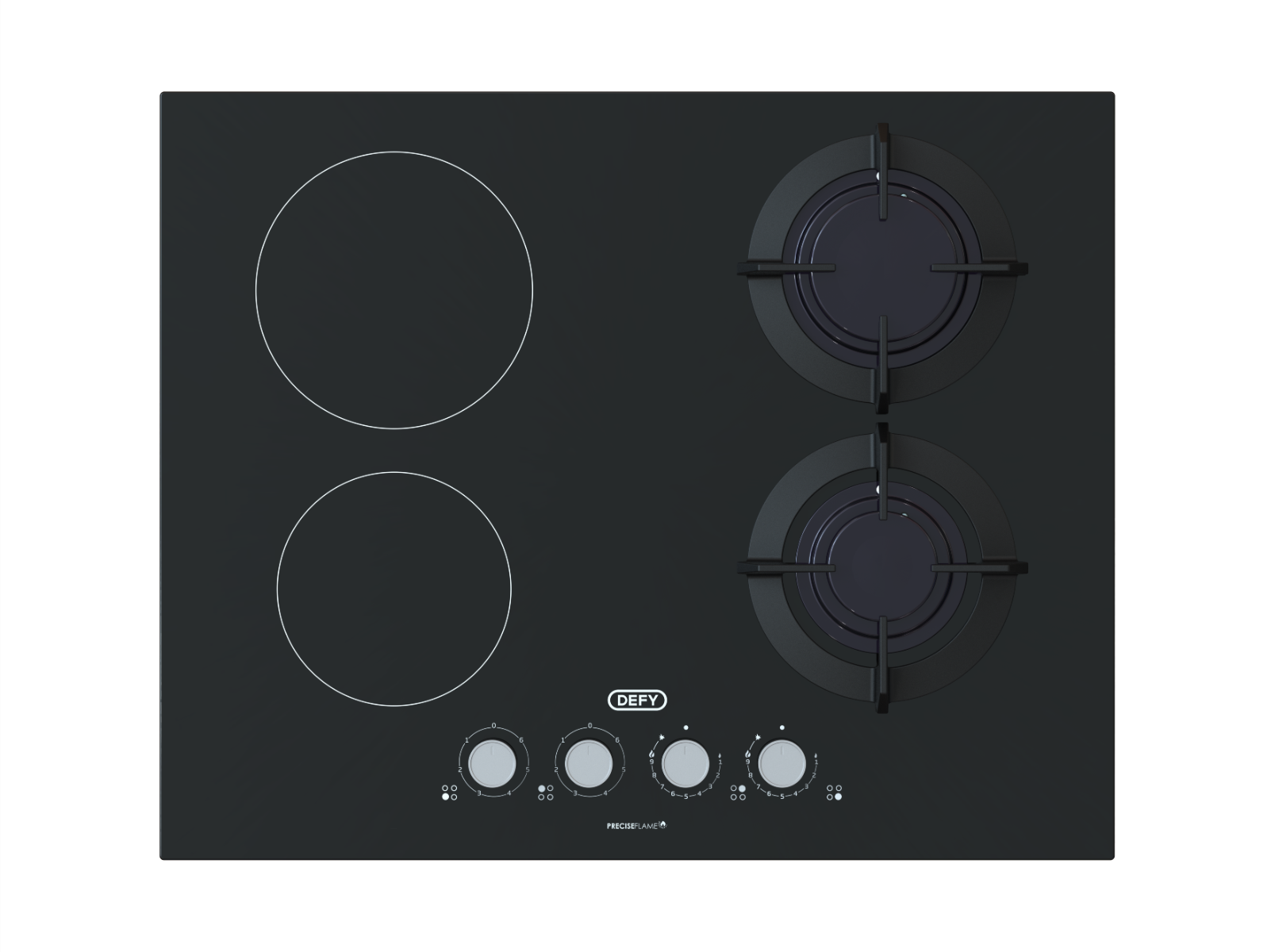 Defy 65cm Black Glass Dual Fuel Hob - DHG606