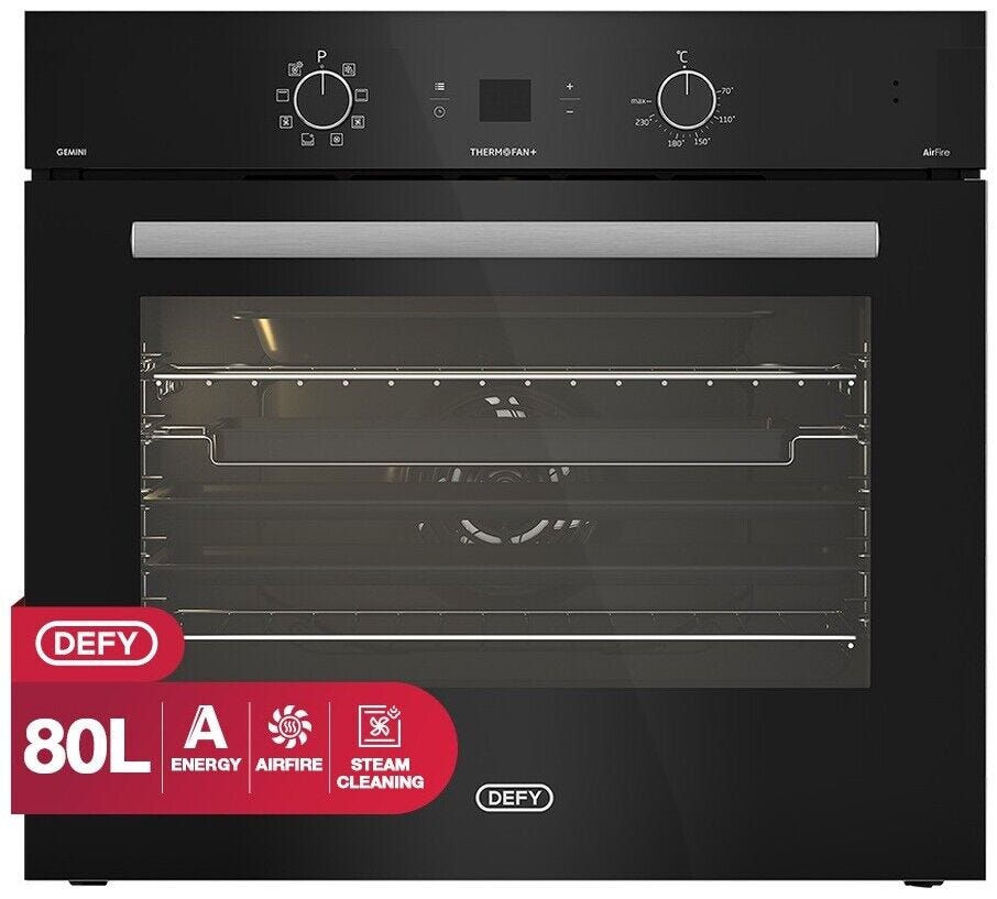 Defy 70cm Gemini Thermofan+ Eye-Level Oven Black - DBO774