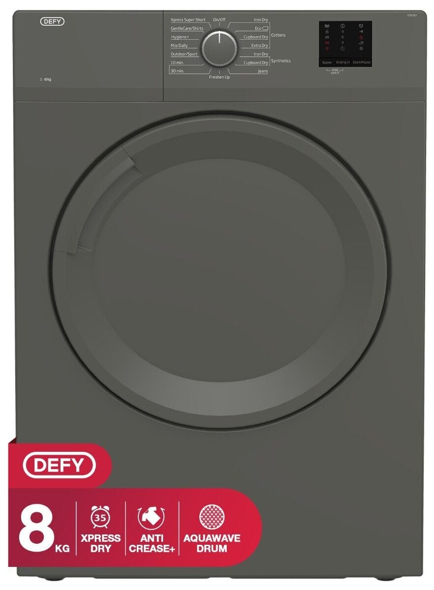 Defy 8kg Manhattan Grey Auto / Vented Dryer - DTD317