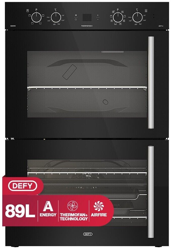 Defy Gemini Thermofan+ Double Oven Black - DBO767
