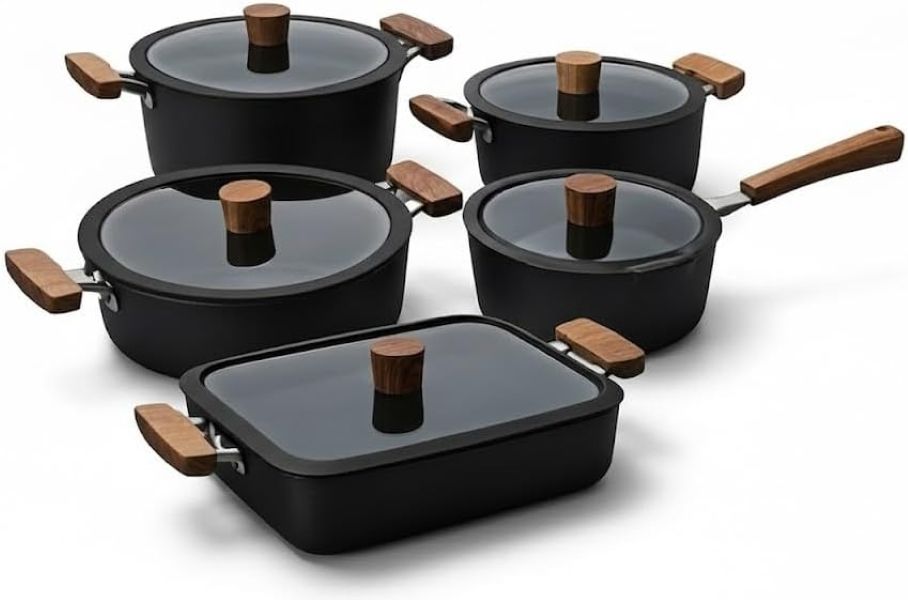 Desai 10-Piece Non-Stick Pot Set: Lightweight & Versatile for Daily Meals