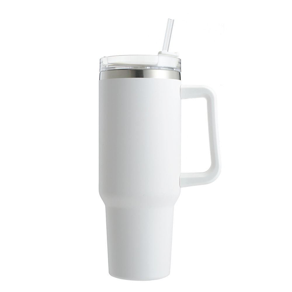 Double Wall Travel Mug Stainless Steel Vacuum Flask with Straw Hot/Cold