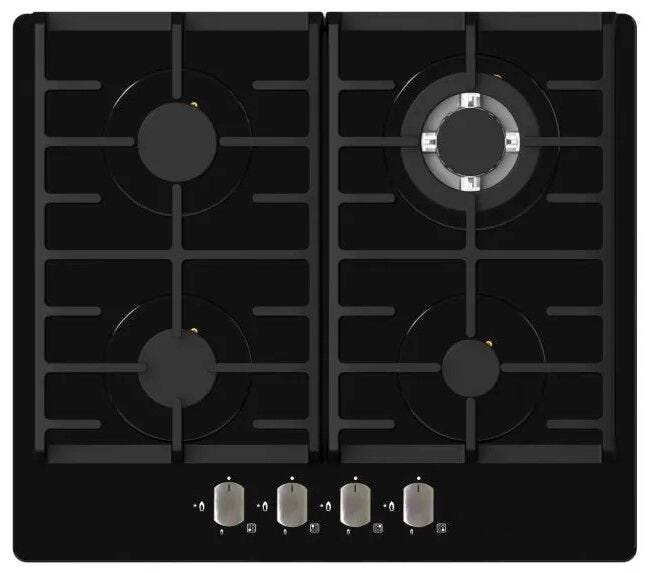 Falco 60cm Black Glass Gas Hob - FAL-BGH-60