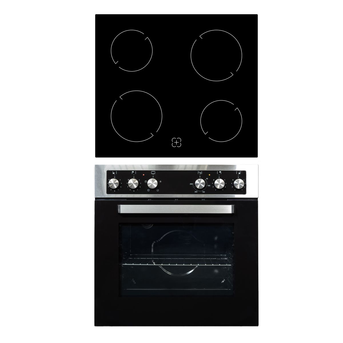 Falco - 60CM Combi Oven & Ceran Hob Set, 4 Function - Stainless Steel