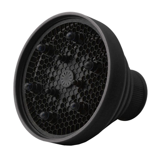 Folding Silicone Hair Dryer Blower Hood Diffuser - Black