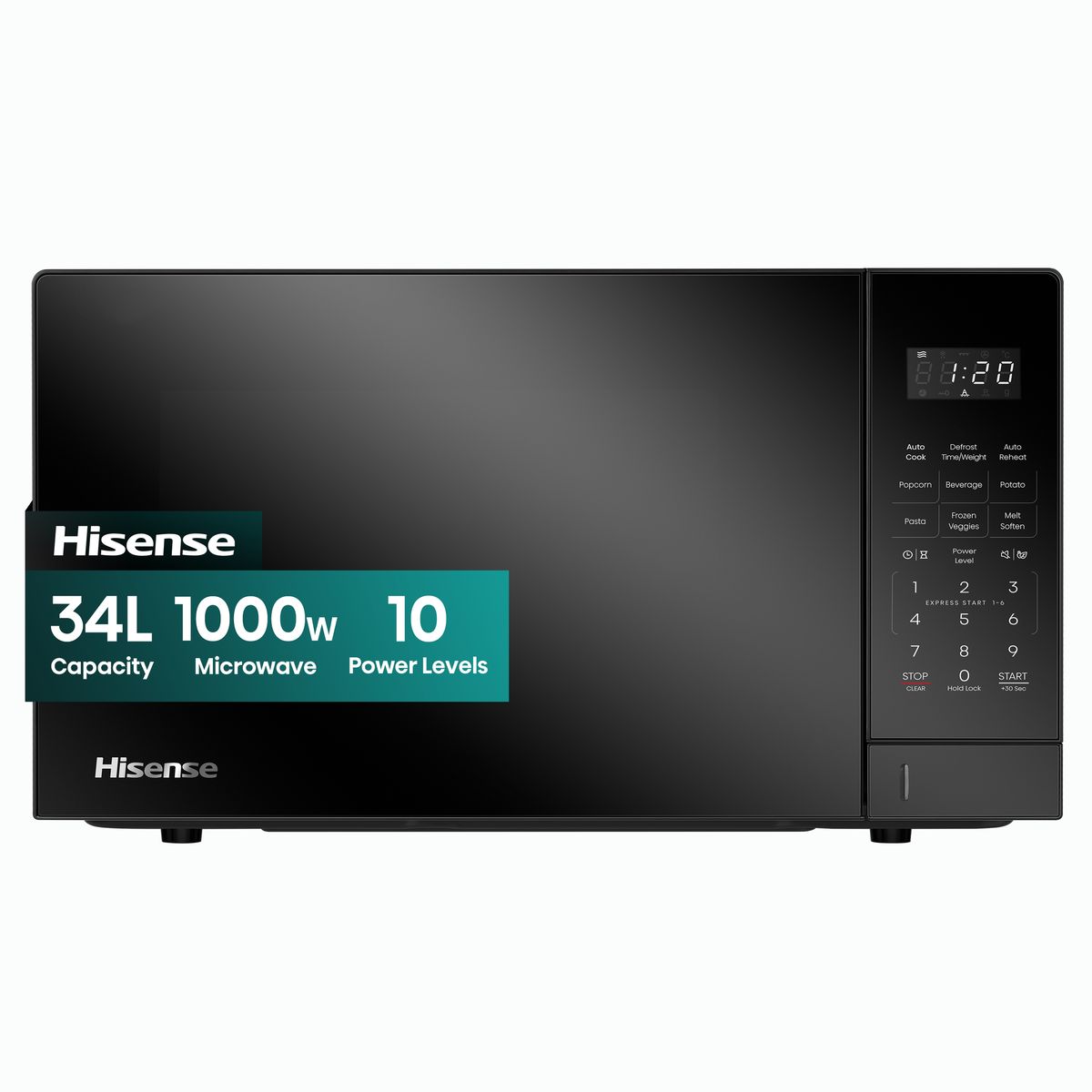 Hisense 34L 1000W Electronic Microwave Oven - Black