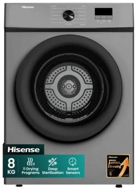 Hisense 8kg Grey Air Vented Front Load Dryer - DV1W801UT