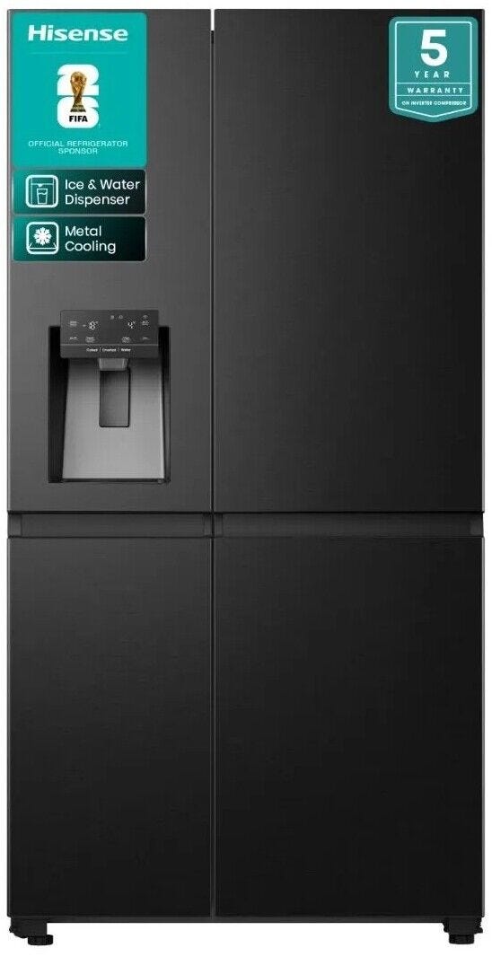 Hisense Side by Side Black 601lt Refrigerator - H780SB-IDL