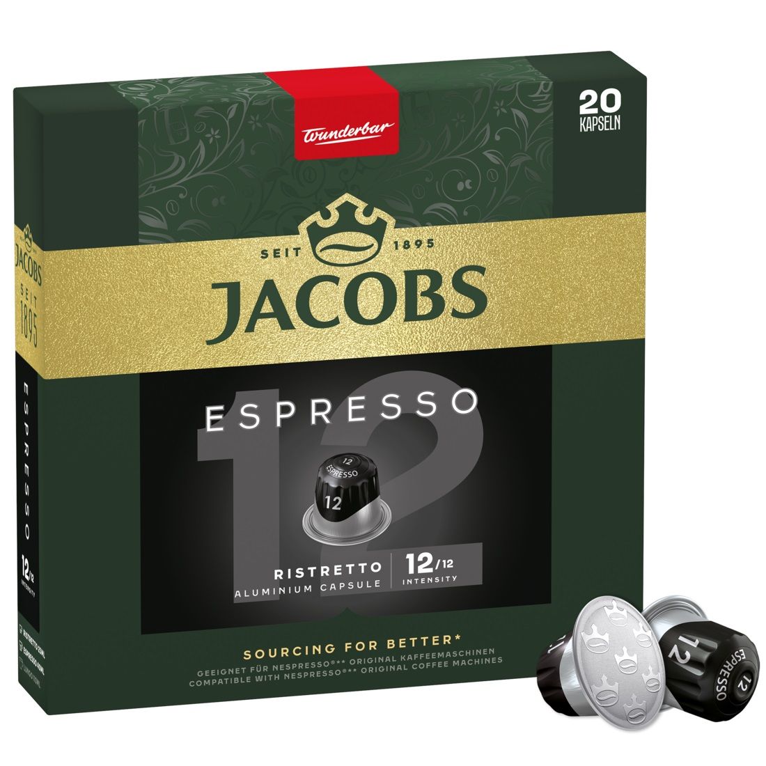 JACOBS Espresso Ristretto 12 - Pack of 20 Aluminium Coffee Capsules