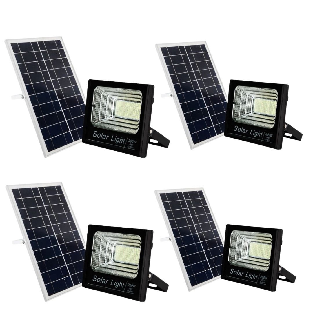 200W LED Solar Flood Light with Remote - Pack of 4
