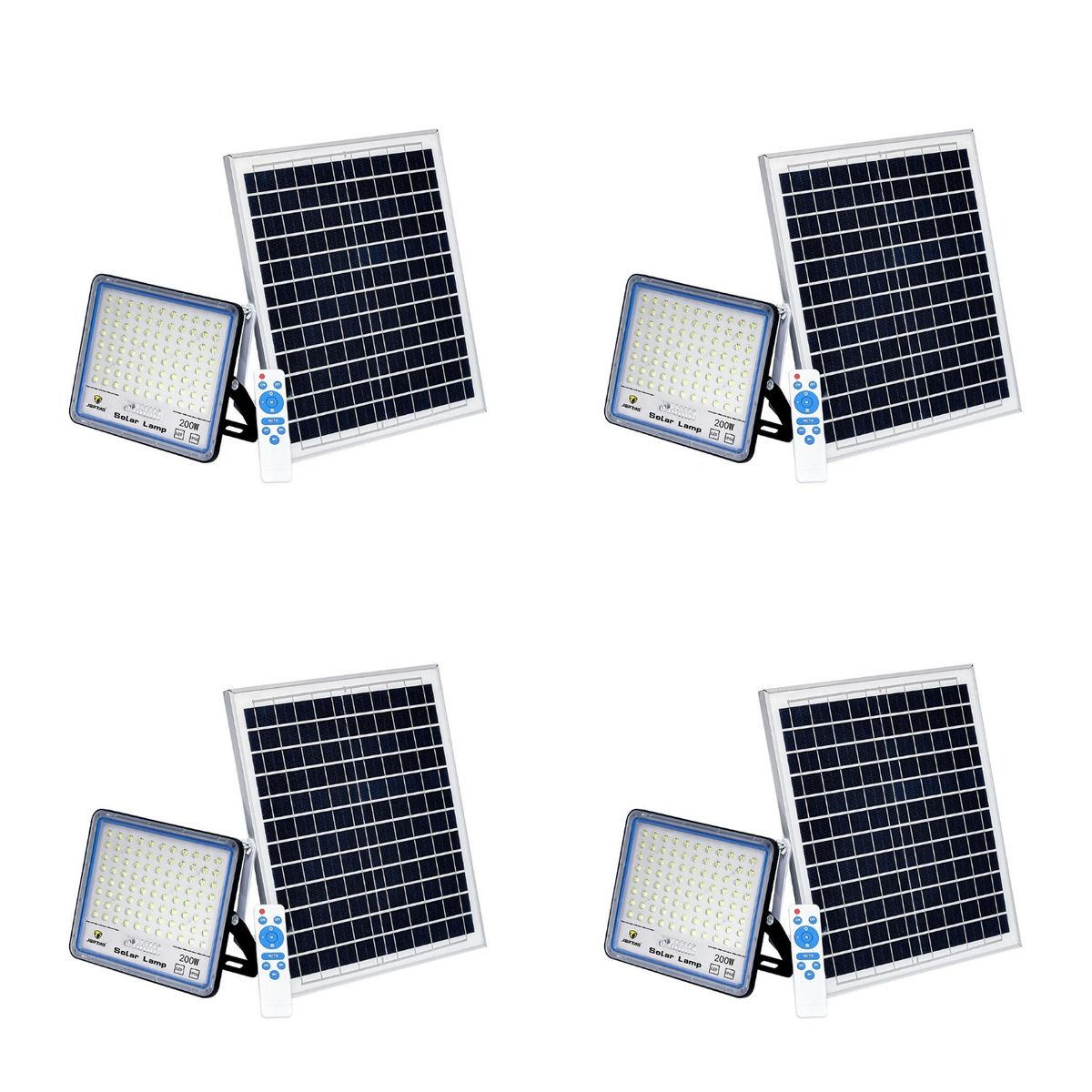 IP66 LED Solar Flood Light with Remote 200W - 4 pack