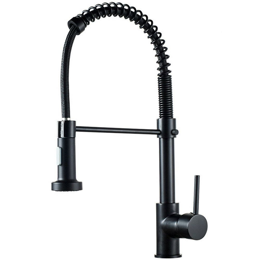 Matte Black Spring Kitchen Sink Tap Mixer