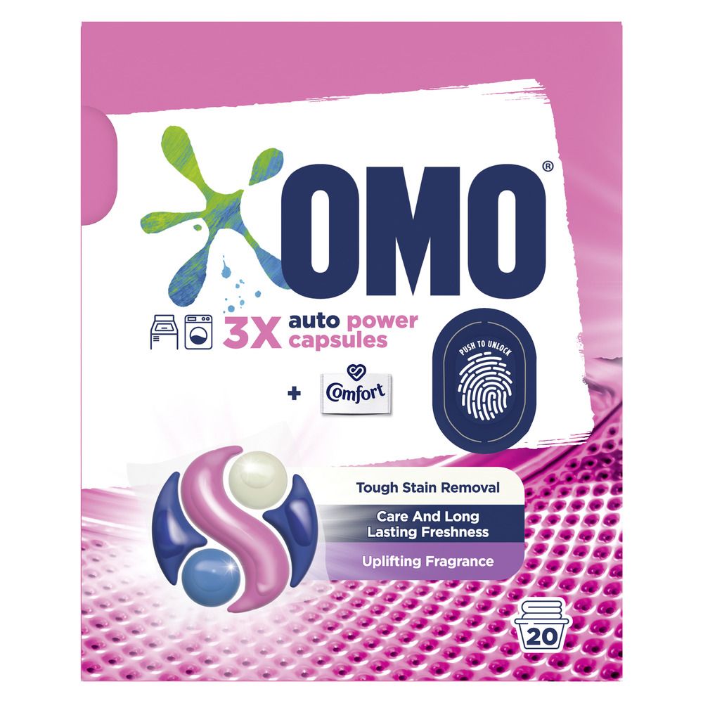 OMO Stain Removal Auto Laundry Touch of Comfort Capsules 20s