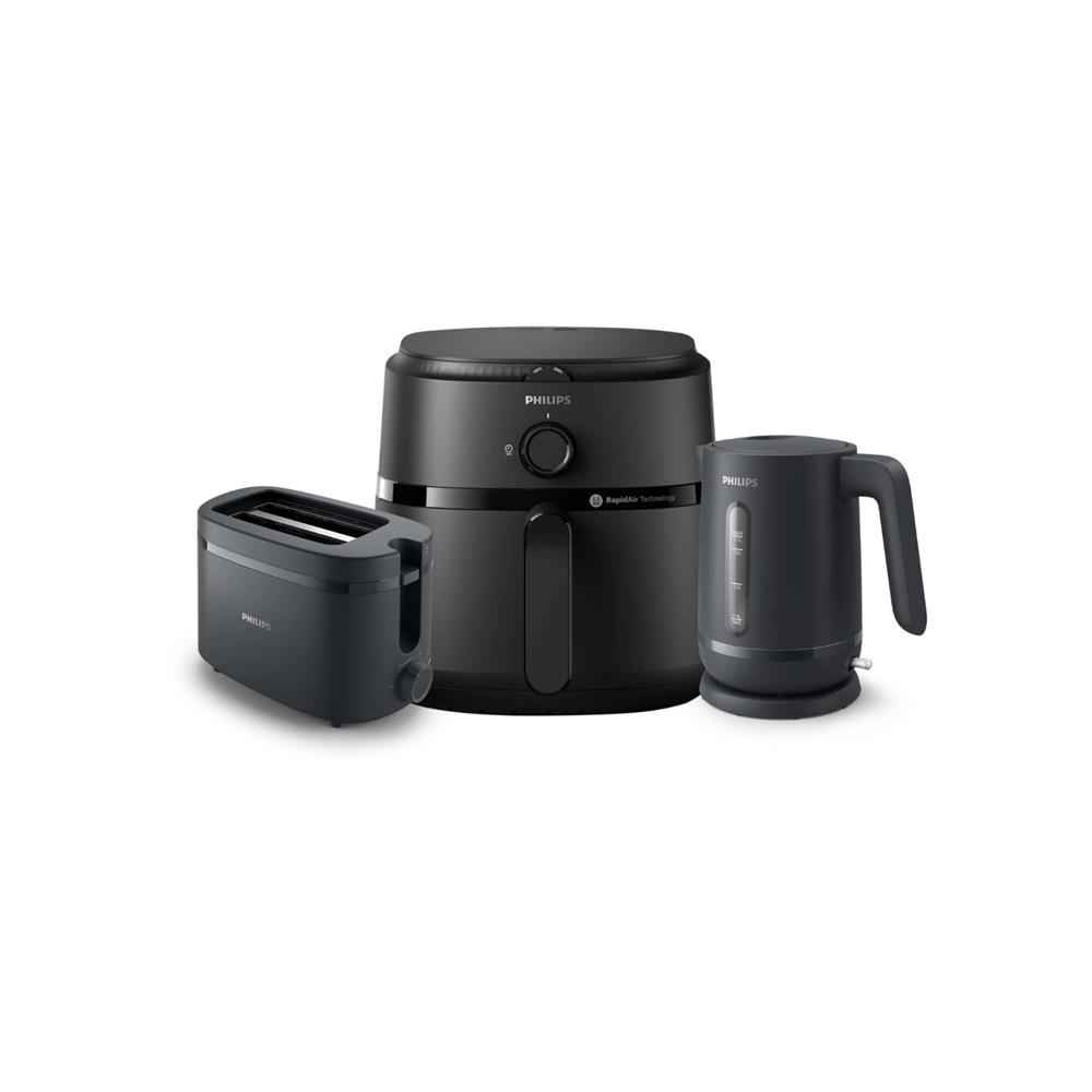 PHILIPS Essentials Collection 1000 Series Bundle -Airfryer, Toaster&Kettle, NA130/00+HD2510/90+HD9314/90