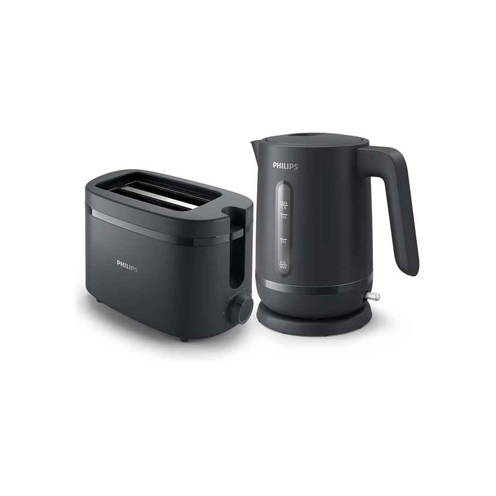 PHILIPS Essentials Collection 1000 Series Bundle - Toaster&Kettle, HD2510/90+HD9314/90