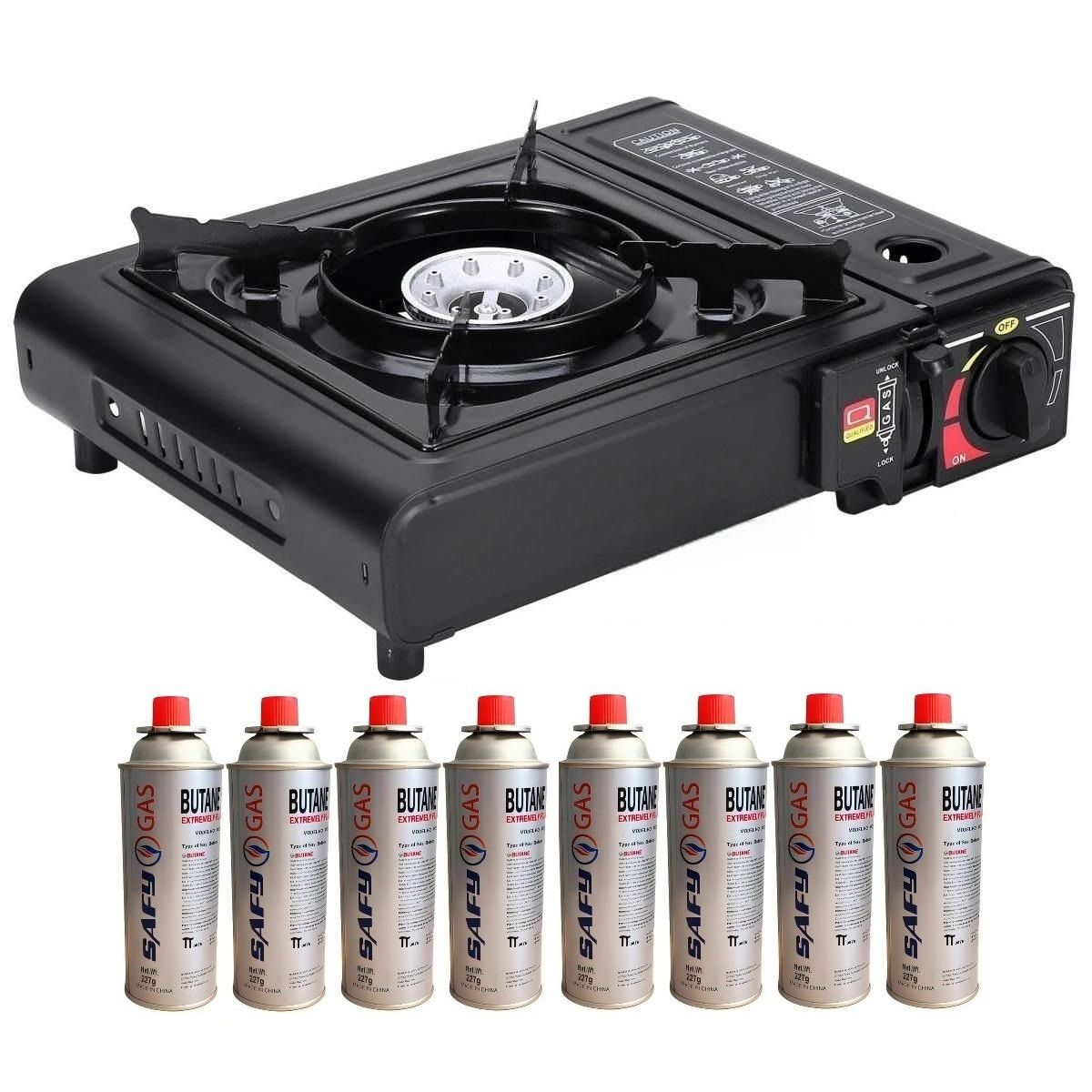 Portable Camping Gas Stove BDZ-005 + Gas Canisters(8packs MGT)