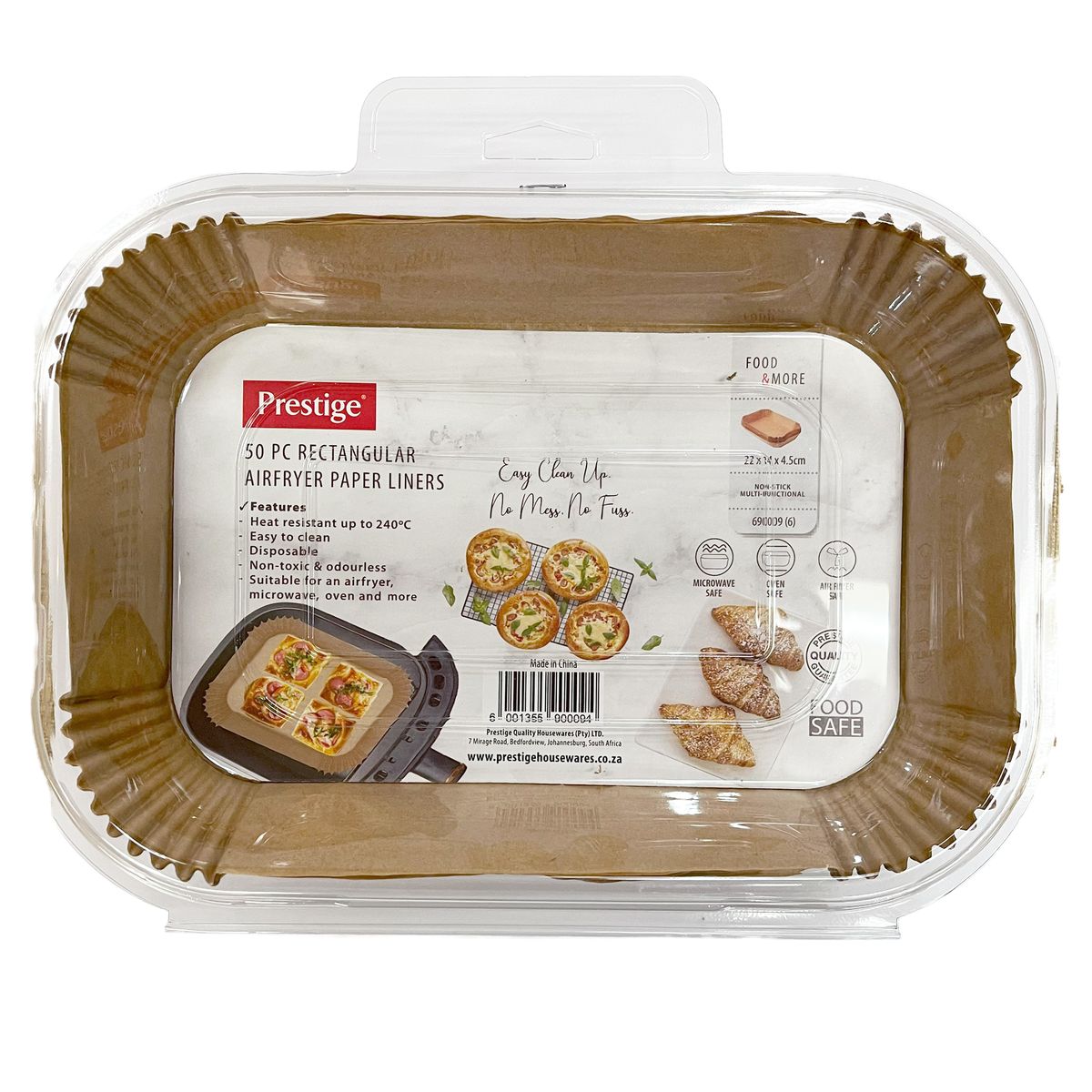Prestige 50pcs Rectangular Air Fryer Paper Liners 22x14x4.5