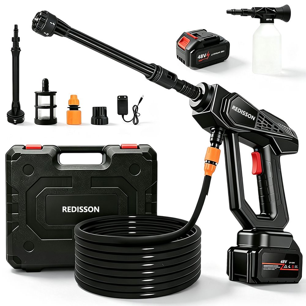 REDISSON 6-in-1 Nozzle Cordless Pressure Washer Water Gun Cleaning Tool