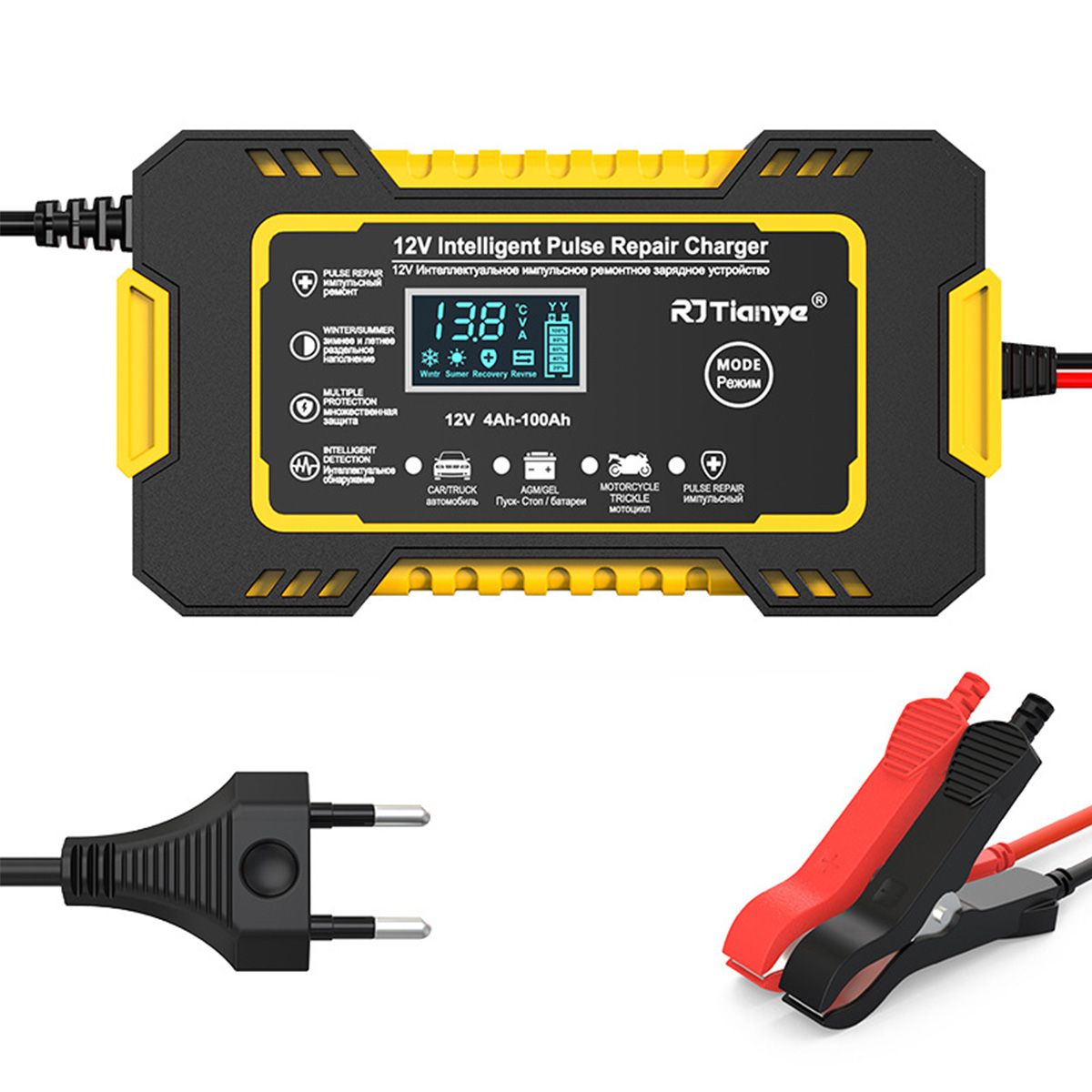 Battery Charger 12V 6A Intelligent Repair Charger with LCD Display