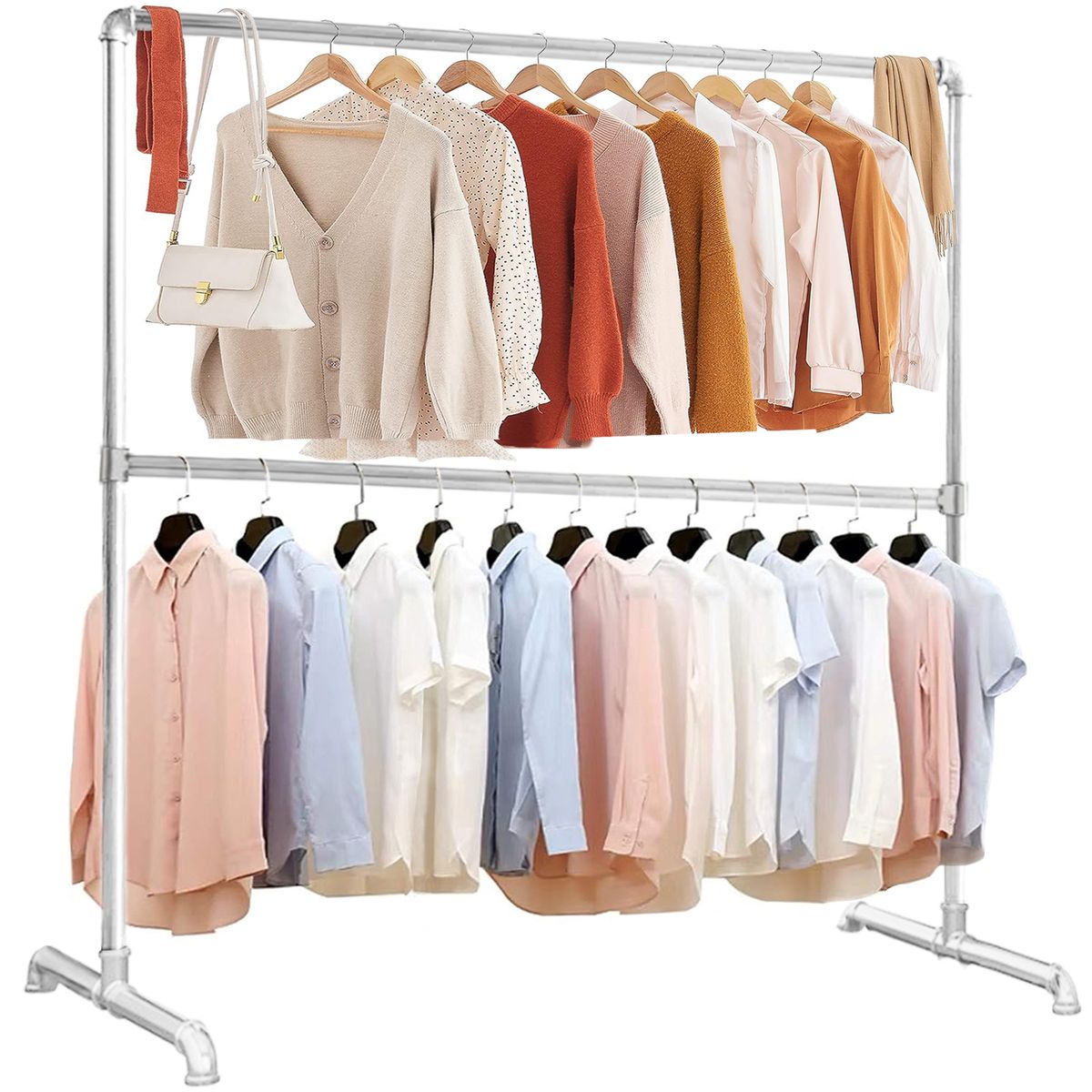 Double Poles Clothing Rail Laundry Drying Rack