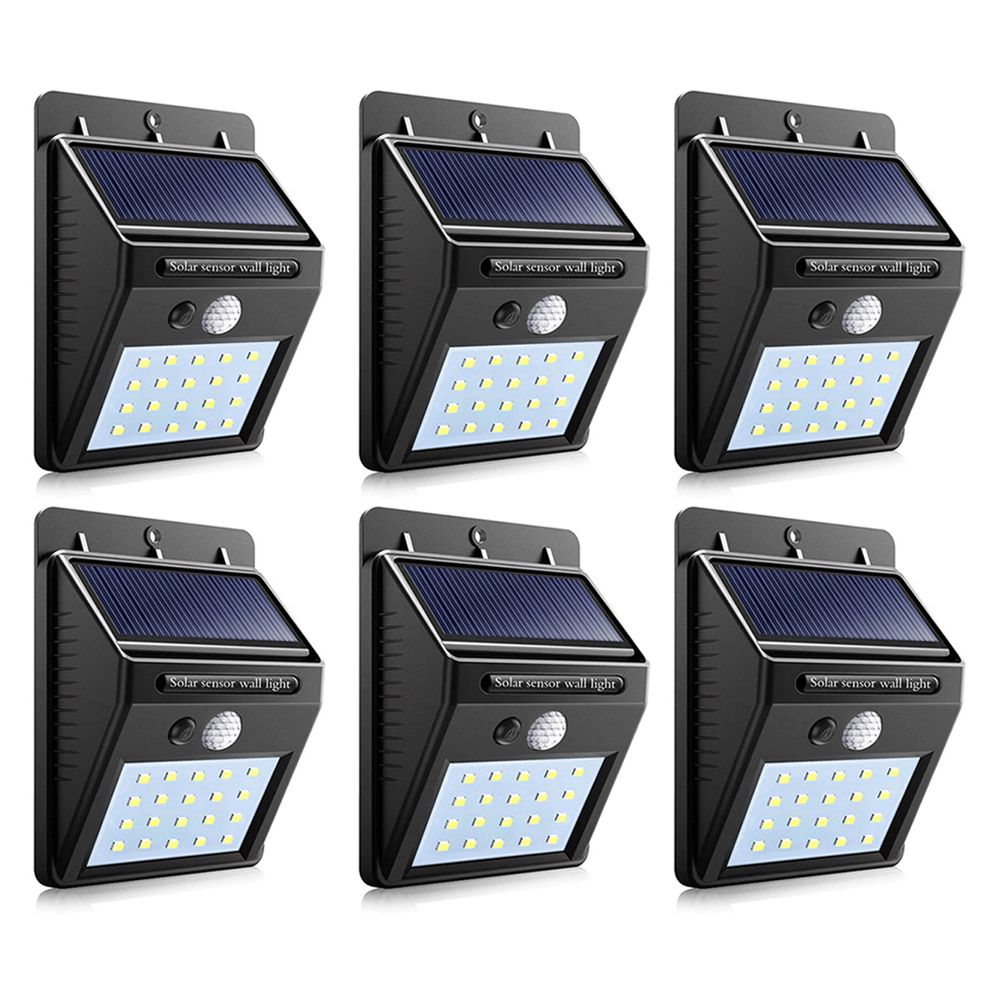 Set of 6 PIP Motion + CDS Night Sensor Solar LED Wall Light