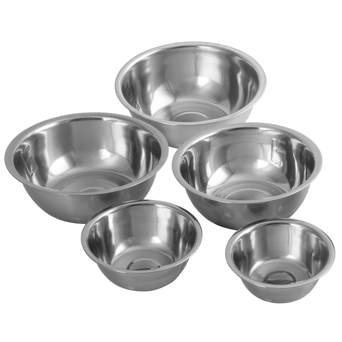 Stainless Steel Mixing Bowl - 5-Piece Set with Scale