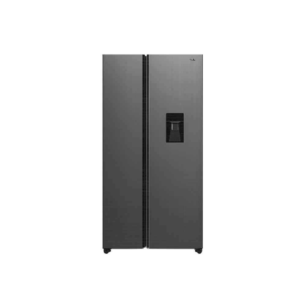 TCL 518L Nett No Frost Side by Side Fridge & Freezer with Water Dispenser - Dark Silver