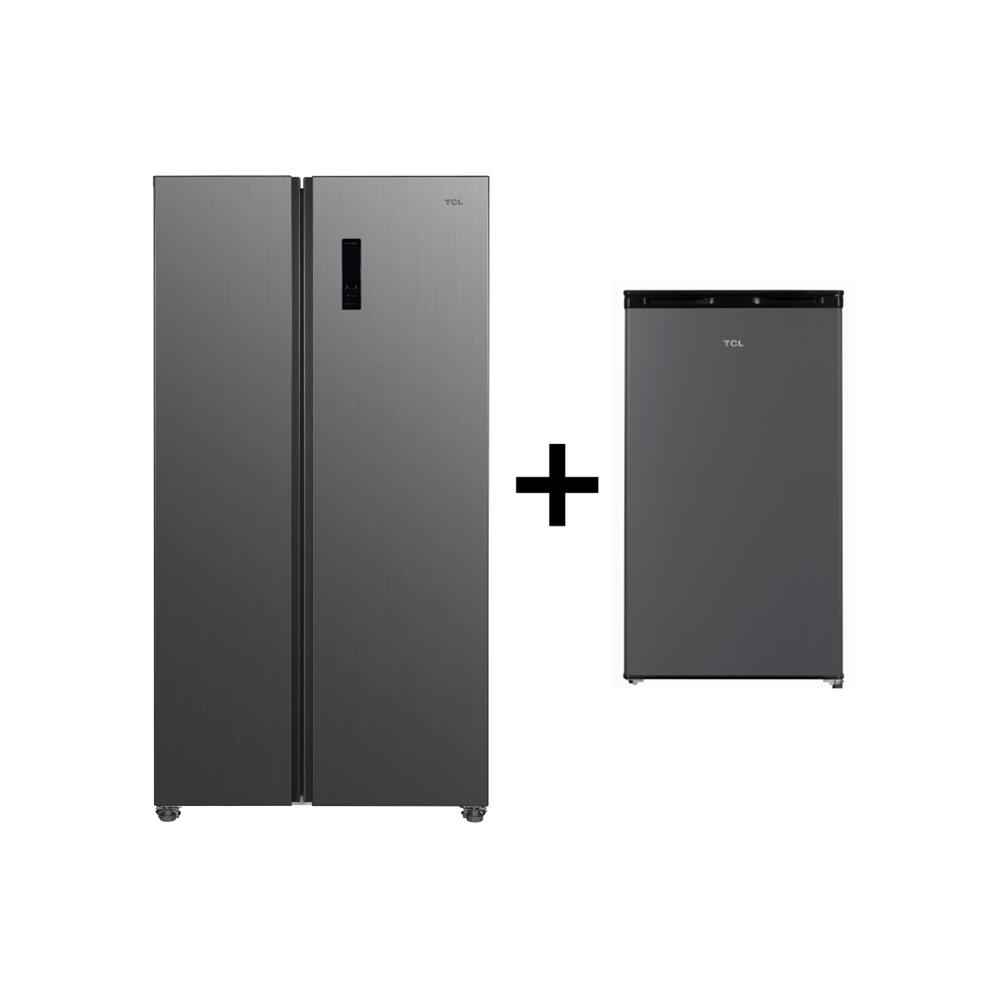 TCL 578L Nett No Frost Inverter Side By Side Refrigerator - Grey + Free F117SDG Bar Fridge