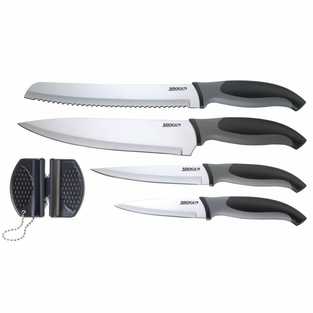 Shogun 5pc kitchen knife and sharpener set | Kitchen Knives and Sharpener